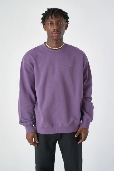 CLEPTOMANICX - BOXY CREWNECK LIGULL Pullover montana grape