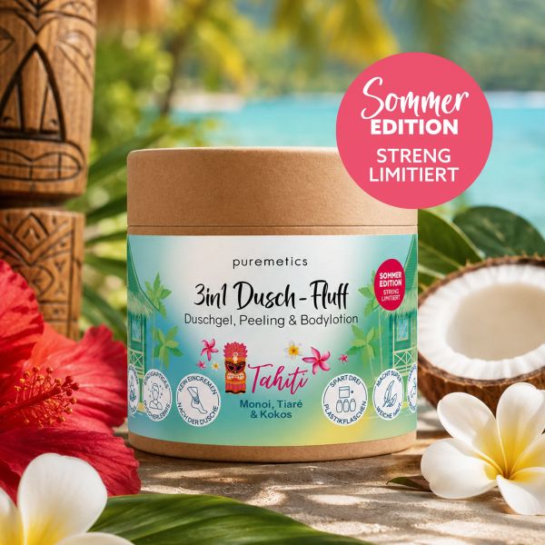 PUREMETICS - TAHITI 3in1 Dusch-Fluff - Monoi, Tiaré & Kokos‘