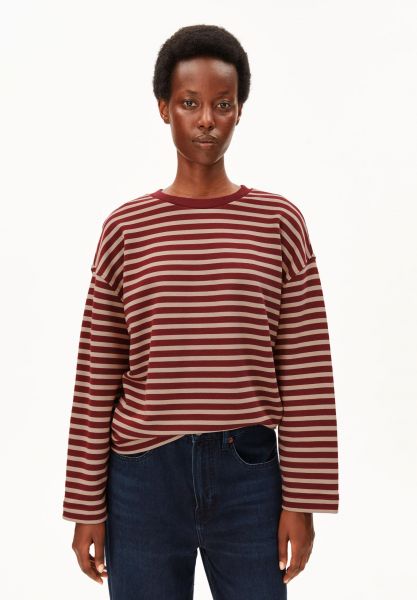 ARMEDANGELS - FRANKAA MAARLEN STRIPE Pullover velvet red honey reed