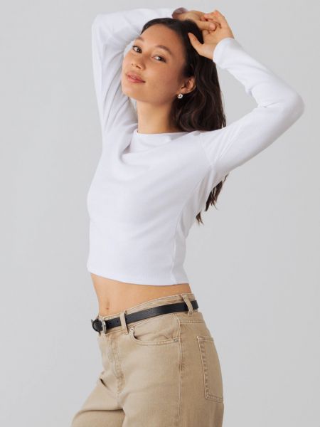 HONEST BASICS - LUCY LONG CROP Longsleeve white