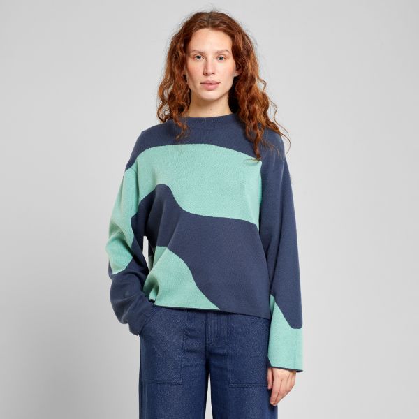 DEDICATED - LIMHAMN FLOWY BLOCK Sweatshirt ombre blue granite green