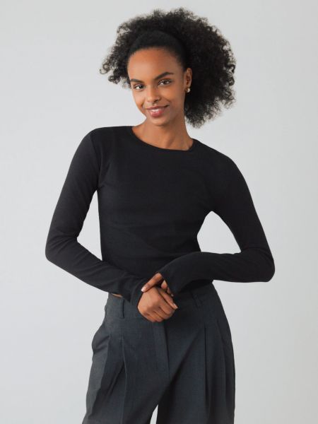 HONEST BASICS - LUCY LONG CROP Longsleeve black