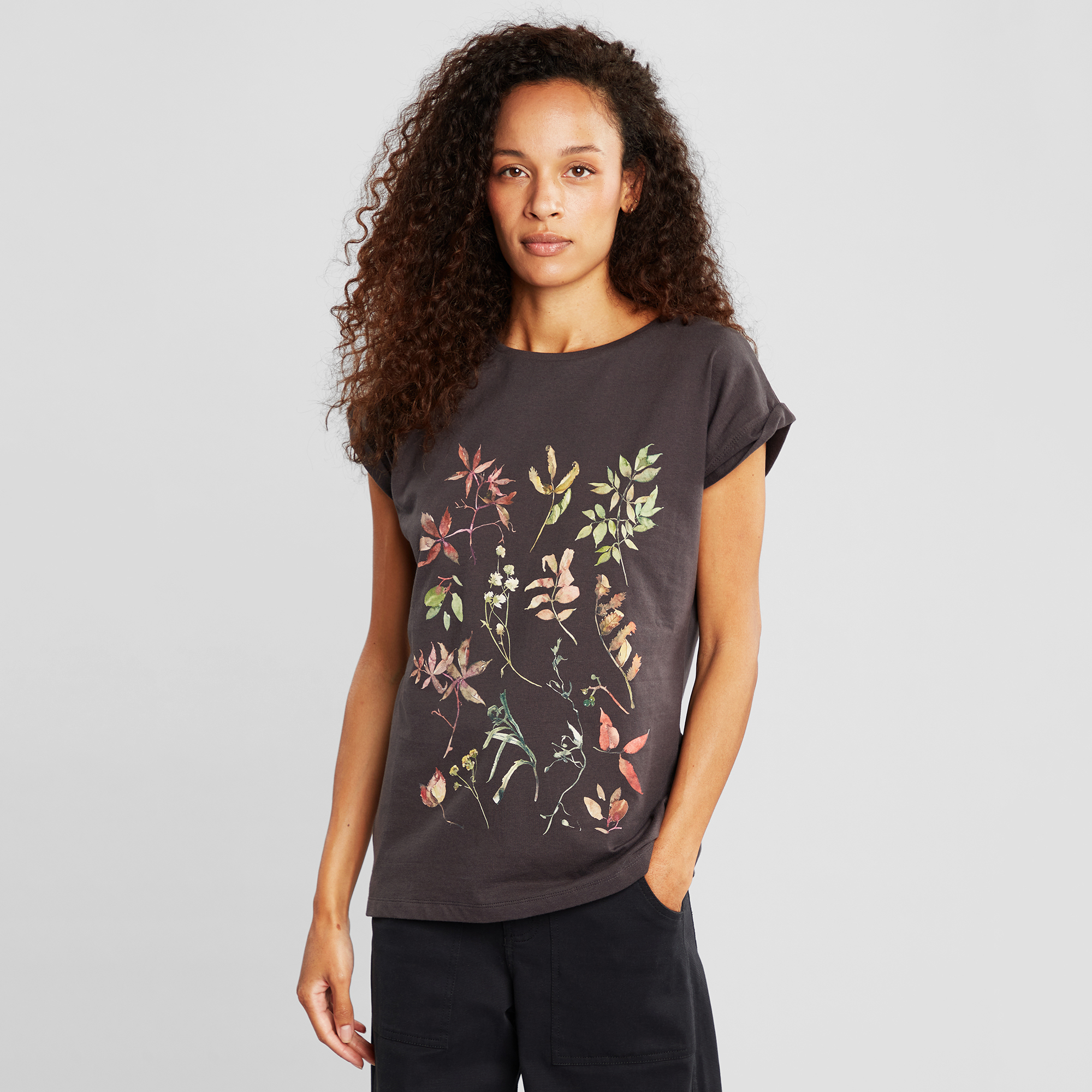 DEDICATED-NIGHT-FLORAL-VISBY-T-Shirt-charcoal