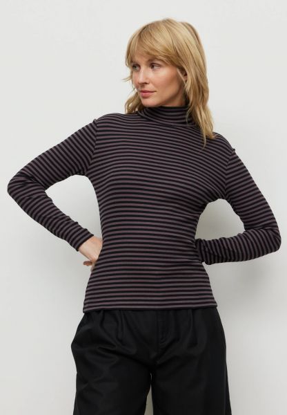 RECOLUTION - LIATRIS STRIPES GOTS Longsleeve dark grape