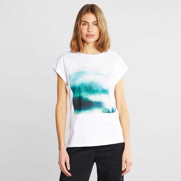 DEDICATED - STINA FOGGY FOREST VISBY T-Shirt white