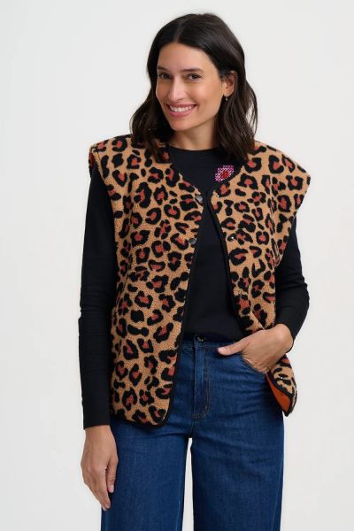 SUGARHILL BRIGHTON - SOPHIE FLEECE GILLET Fleeceweste brown leopard
