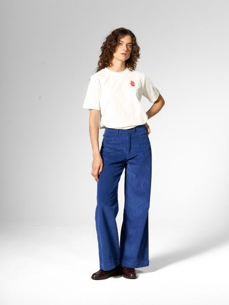MADEMOISELLE YEYE - CASUAL CUT GOTS TROUSERS Cordhose blue