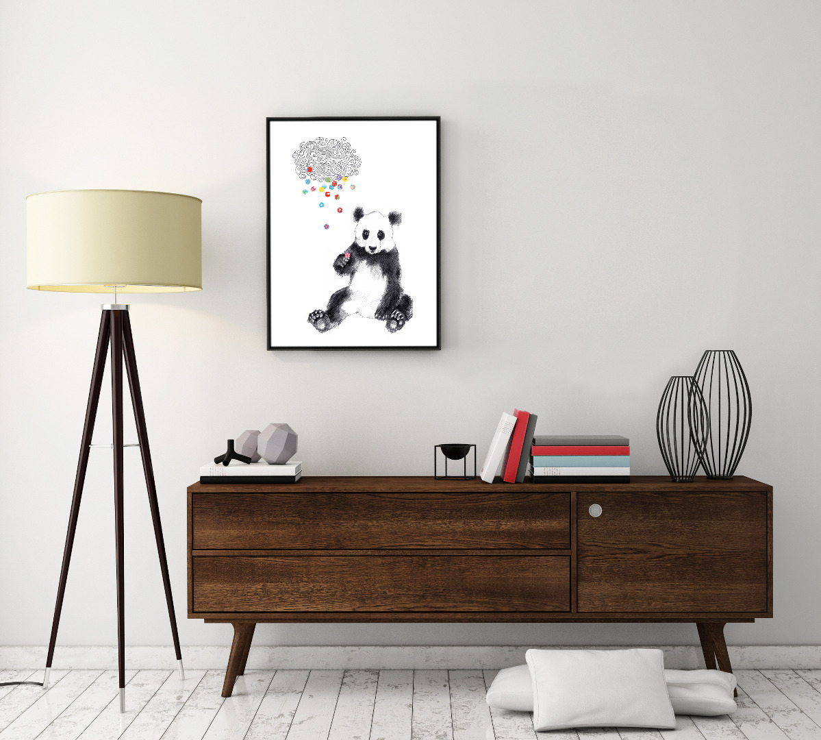 3-panda-baer-konfetti-poster-kunstdruck-zeichnung