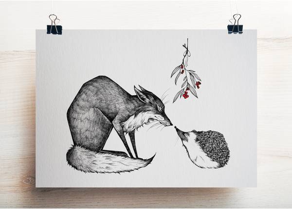 LIGARTI-FUCHS-IGEL-Postkarte-Bambuspapier-A6-4