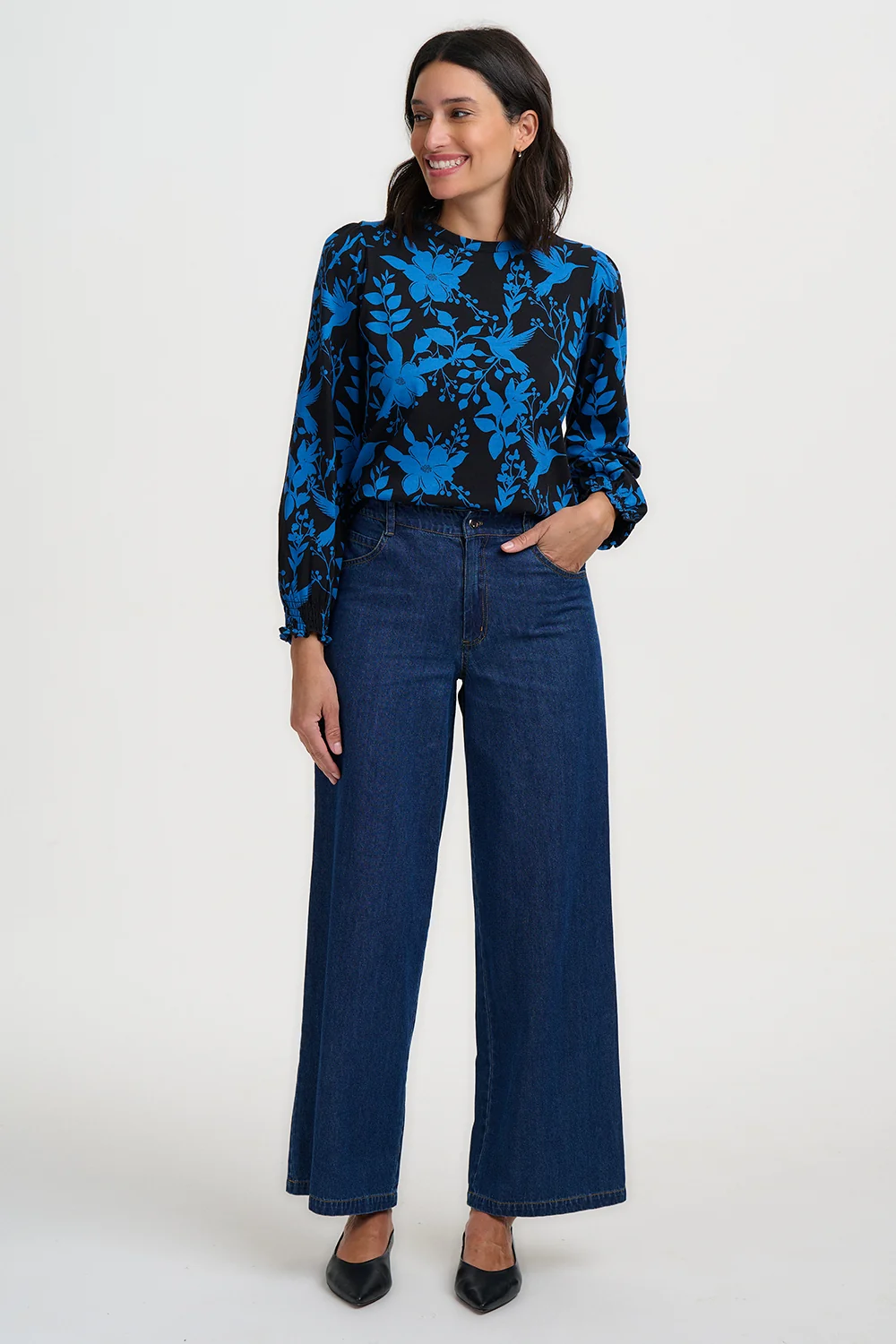 Sugarhill_Brighton_Clarisse_Blouson_Sleeve_Jersey_Top_Black_Hummingbird_2