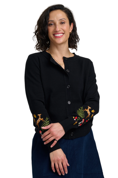 SUGARHILL BRIGHTON - KAMILA CARDIGAN Strickjacke black woodland embroidery
