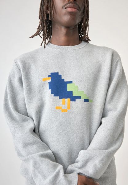 CLEPTOMANICX - PIXEL GULL CREWNECK Pullover melange grey