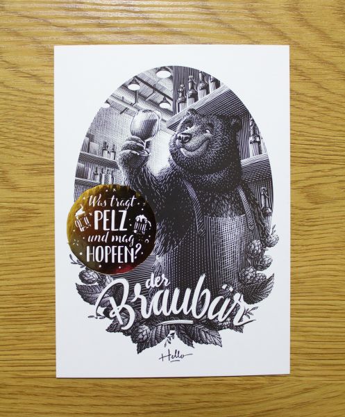 HELLOGEROWSKY - DER BRAUBÄR Postkarte Art Print