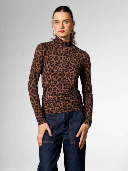 MADEMOISELLE YEYE - STAY WITH ME ROLLNECK TOP Ecovero Longsleeve leo