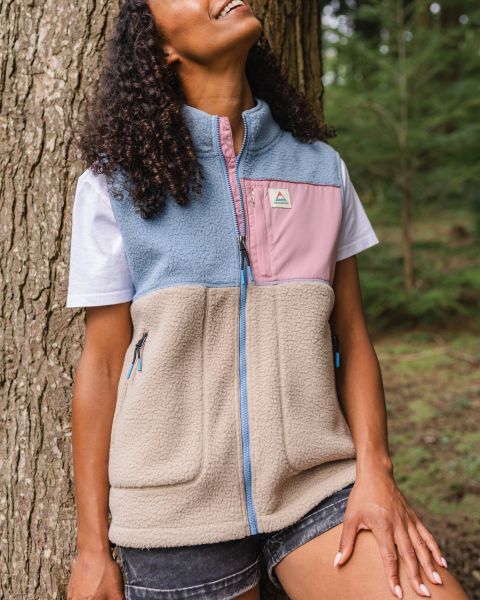 PASSENGER - FAIRBANKS Sherpa Fleece Weste - denim simply taupe