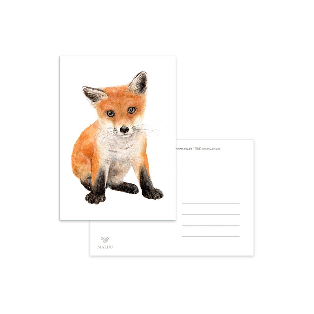MALUU-RED-FOX-Postkarte-A6