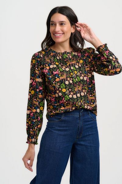 SUGARHILL BRIGHTON - JULIET BLOUSON SLEEVE JERSEY TOP Bluse black forest folklore