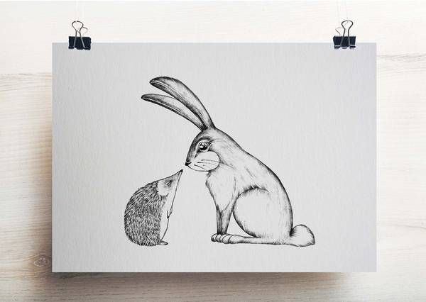 LIGARTI - HASE & IGEL Postkarte Bambuspapier A6