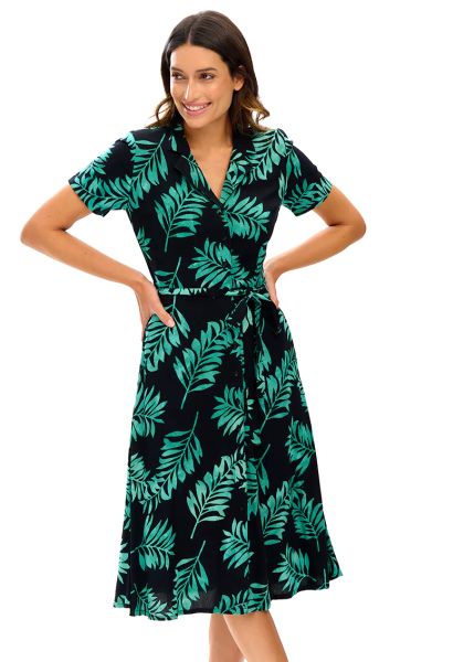 SUGARHILL BRIGHTON - FIONA BATIK MIDI SHIRT DRESS Kleid black green grand palm