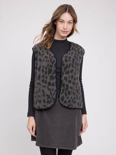 MAZINE - LEO PRINTED TEDDY FLEECE VEST Weste grey printed