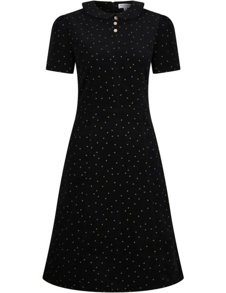 VERY CHERRY - PAN COLLAR DRESS Kleid corduroy dots black ecru VERY CHERRY - PAN COLLAR DRESS Kleid corduroy dots black ecru 